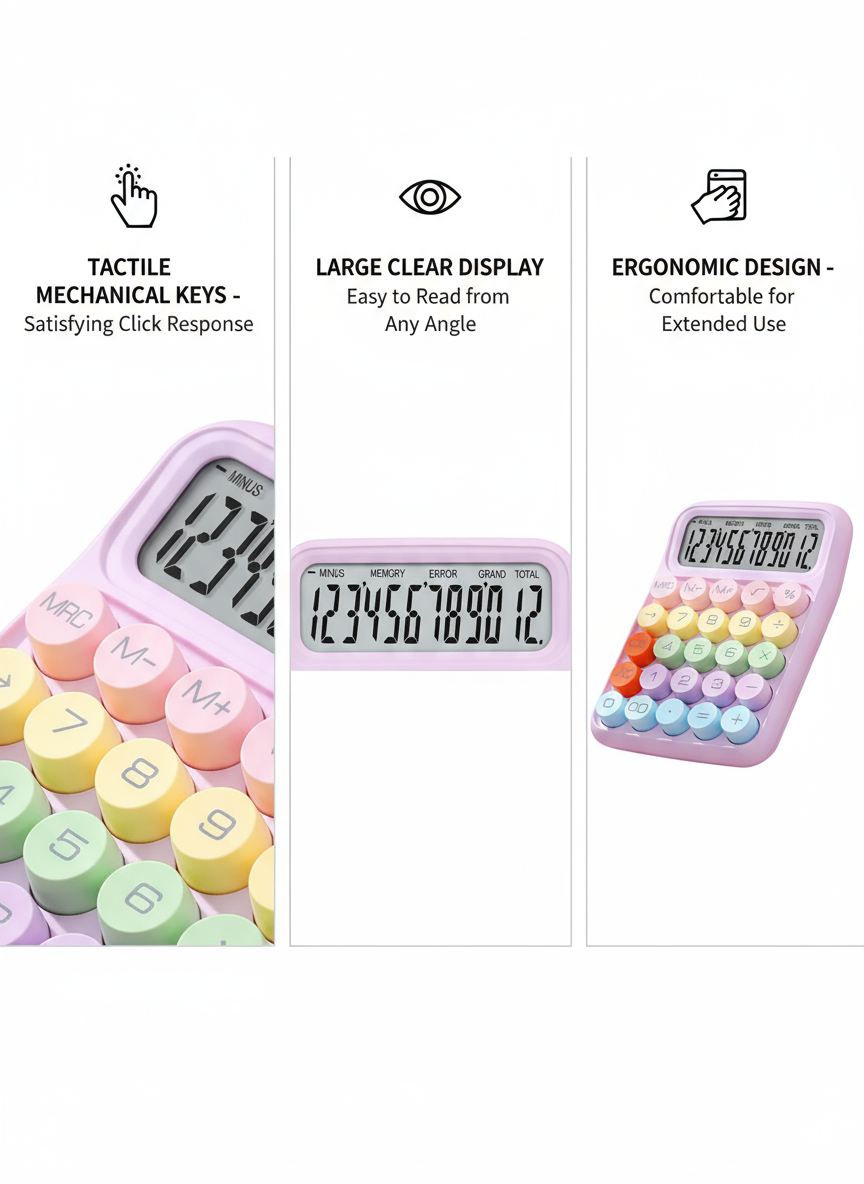 Scientific Calculator with Mechanical Keyboard - Desktop Calculator for Office, School & Home UAE | Purple