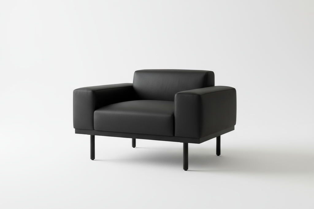 VOLL Single Seater Leatherette Sofa Black - Premium Furniture Dubai Abu Dhabi UAE