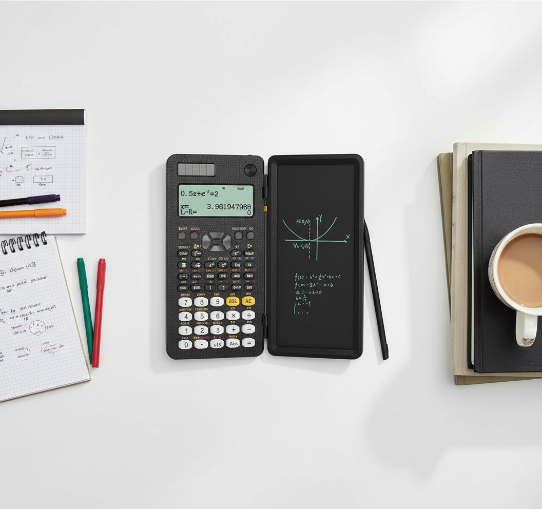 Scientific Calculator with LCD Writing Tablet - Solar & Battery Dual Power - UAE Office & School Essential