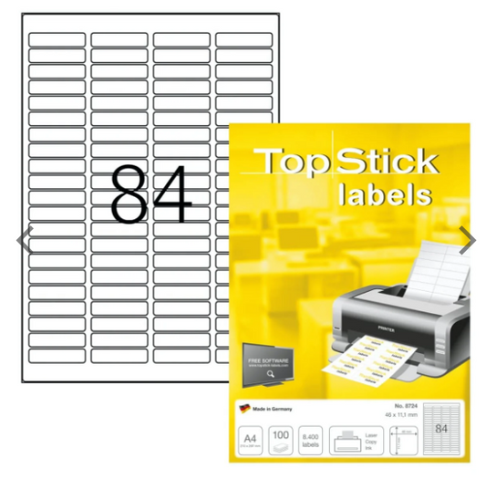 TopStick Round Corner Labels 84/Sheet 46x11.1mm - UAE Wide Delivery