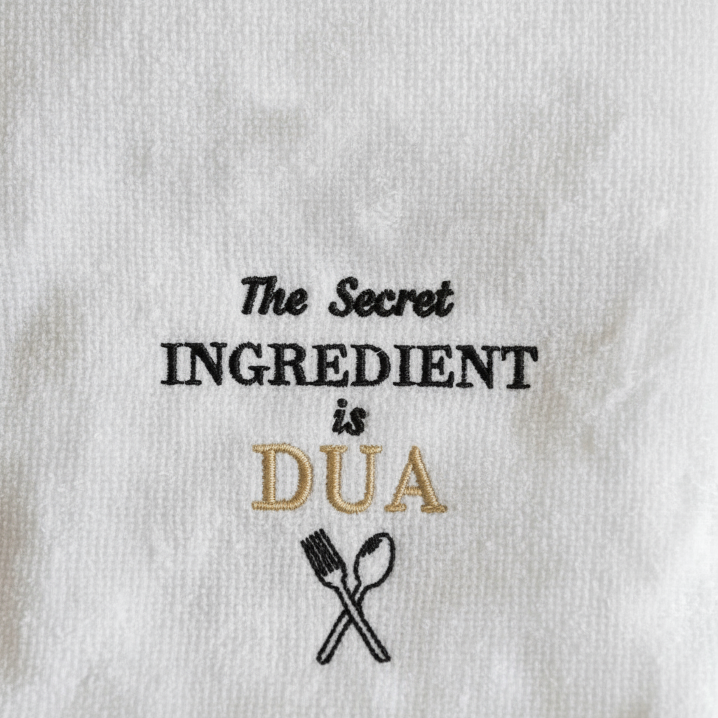 Ramadan Kitchen Towel UAE | The Secret Ingredient is Dua Embroidered 600 GSM Dubai Abu Dhabi | INFINI HOMES