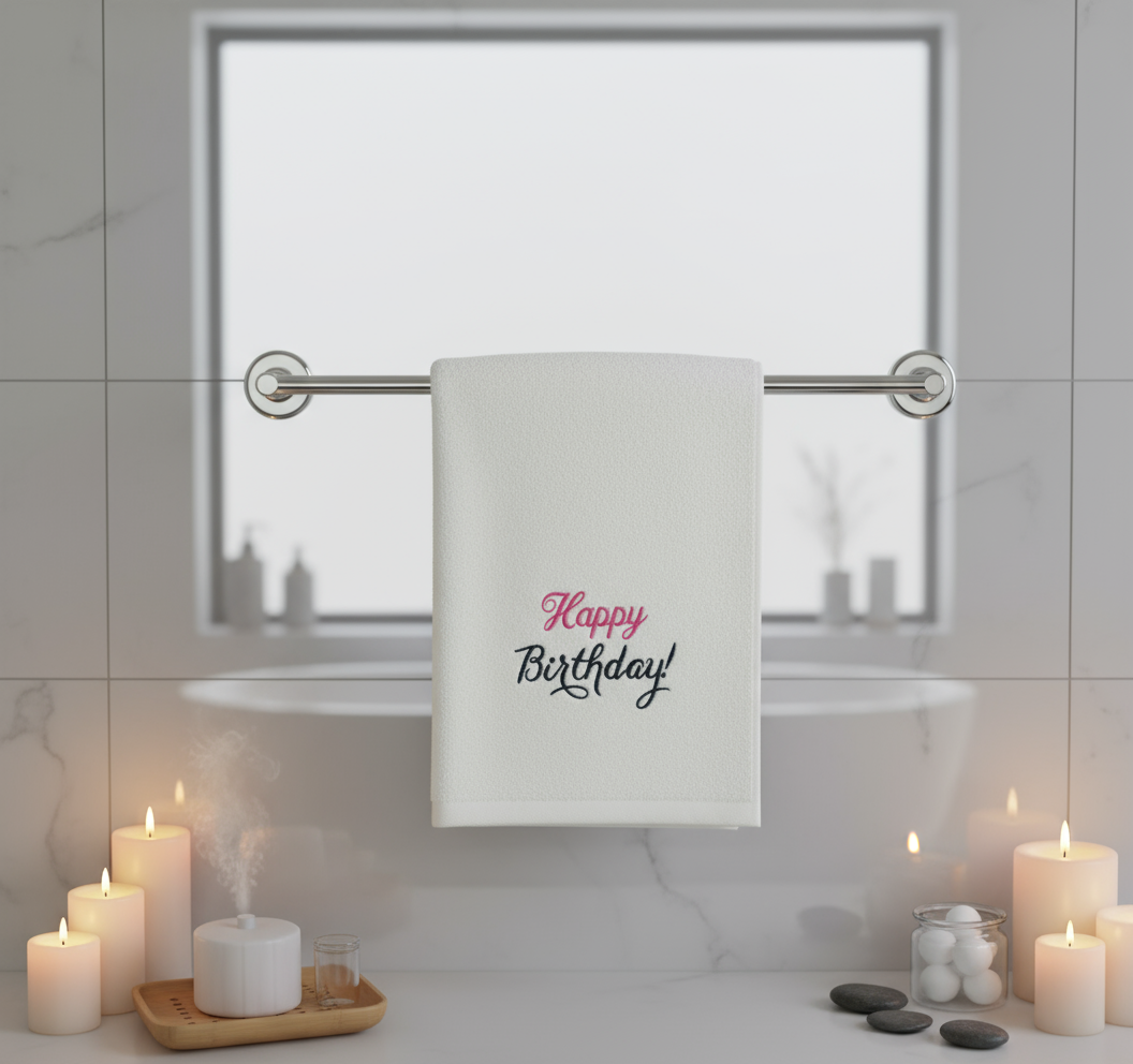 Premium Happy Birthday Face Towel Set UAE Dubai - 600 GSM Cotton Personalized Gift