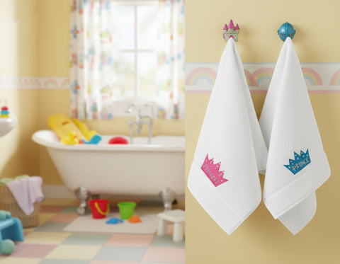 Luxury Princess & Prince Hand Towel Set UAE | 600 GSM Embroidered Cotton Dubai
