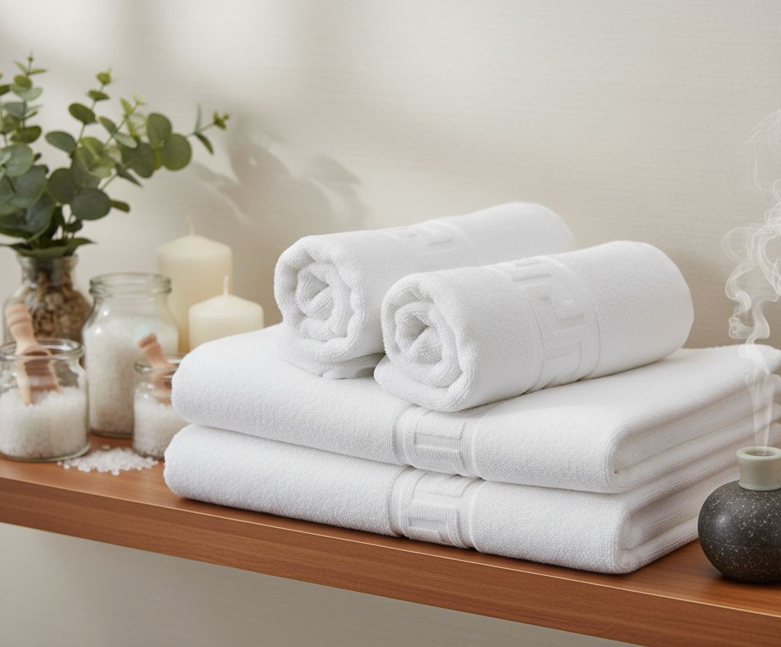 INFINI HOMES Magnolia White Luxury Towel Set - Premium 100% Cotton Bath Towels UAE