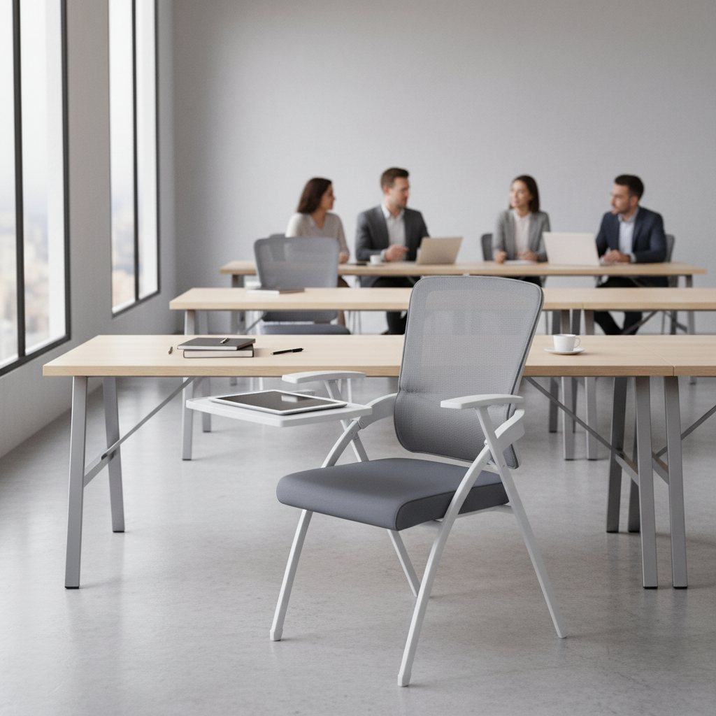 Study Chair with Foldable Writing Pad – Grey | IH 082