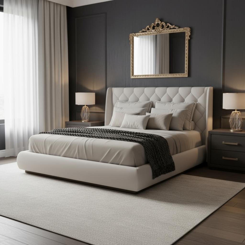 Premium Upholstered Platform Bed 150x190cm - Dubai Abu Dhabi UAE Delivery