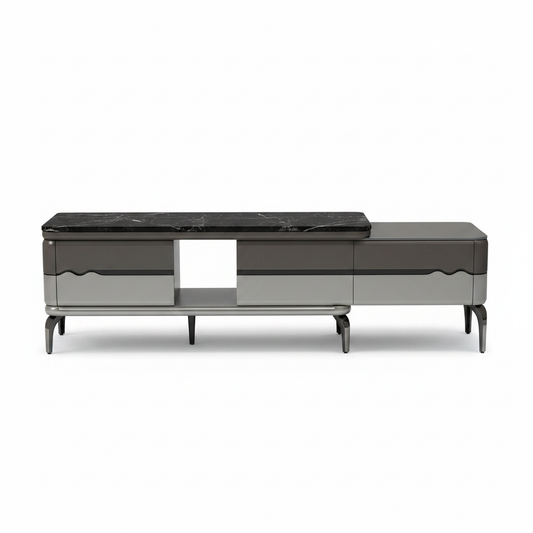 Glossy TV Stand with Marble Top | 240x40x50 cm | INFINI HOMES UAE