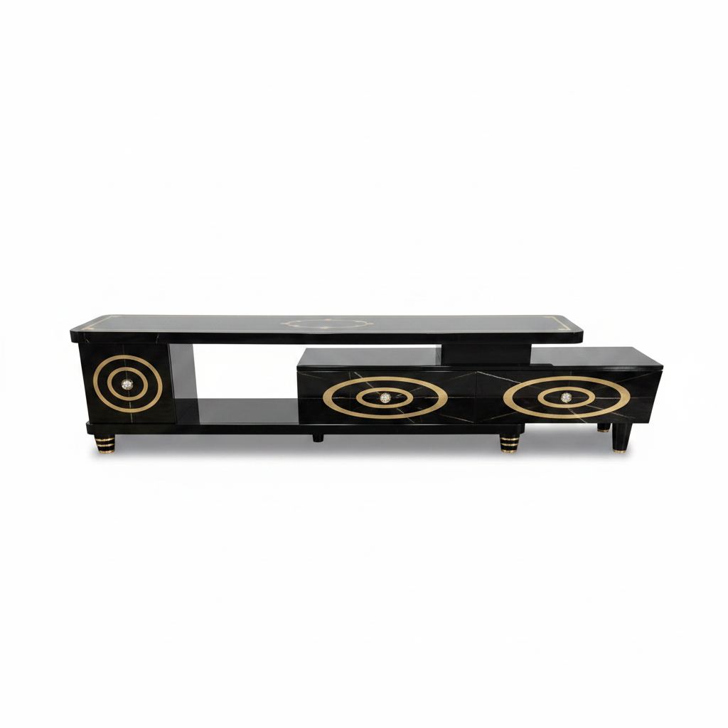 1.5m Marble TV Stand | Modern TV Unit UAE – IH TV1209 Black