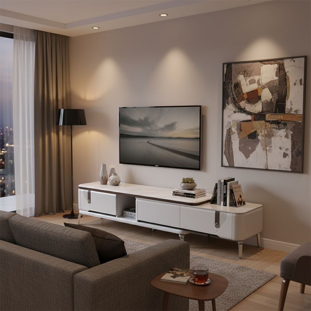Marble Top High Gloss TV Stand | IH TV F3-17 | Premium Living Room Furniture UAE