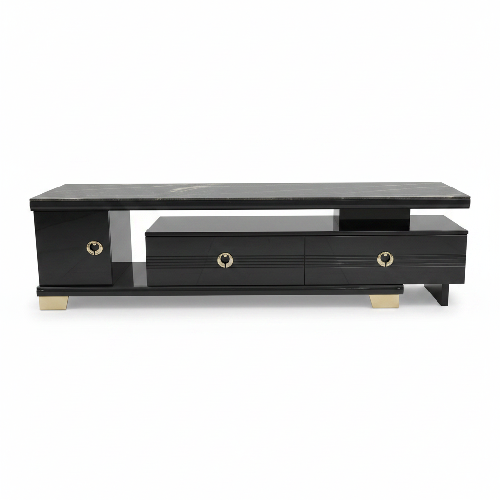 TV Stand 150x33x44.5 cm | Black Entertainment Unit | IH TV302