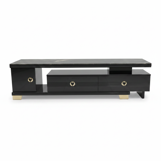 TV Stand 150x33x44.5 cm | Black Entertainment Unit | IH TV302