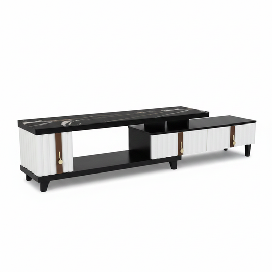 Marble Top Extendable TV Unit – Black & White | Buy Online UAE