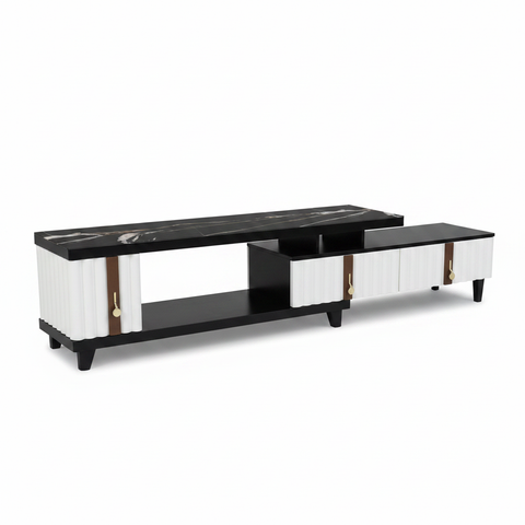 Marble Top Extendable TV Unit – Black & White | Buy Online UAE