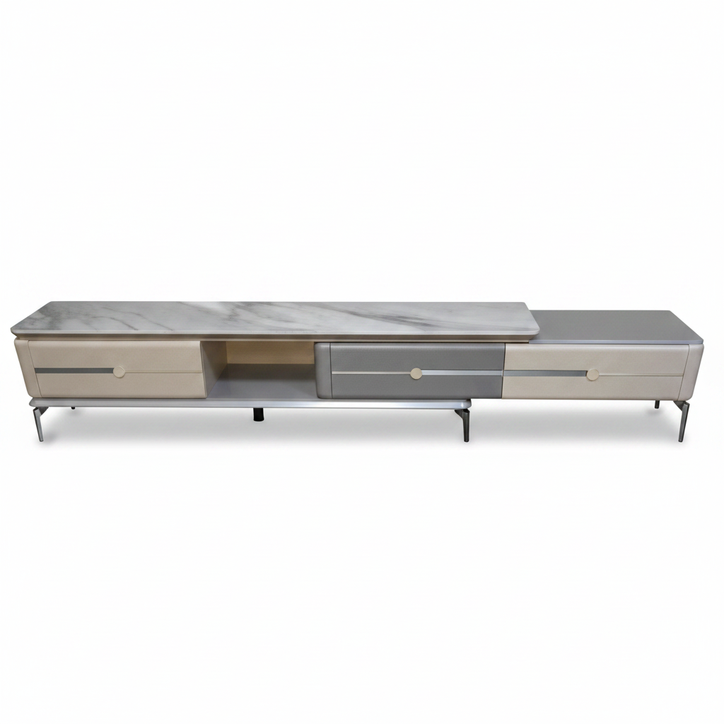 Ceramic Top High Glossy TV Stand 280cm White – IH TV-B2-17 | INFINI HOMES UAE