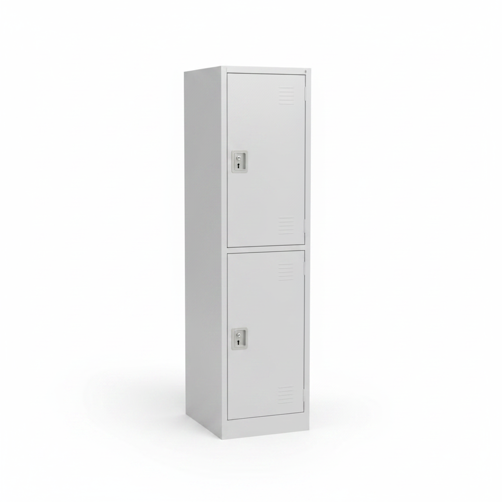 Heavy Duty Steel Two-Tier Locker | IH FS-124 | UAE Delivery Light Grey