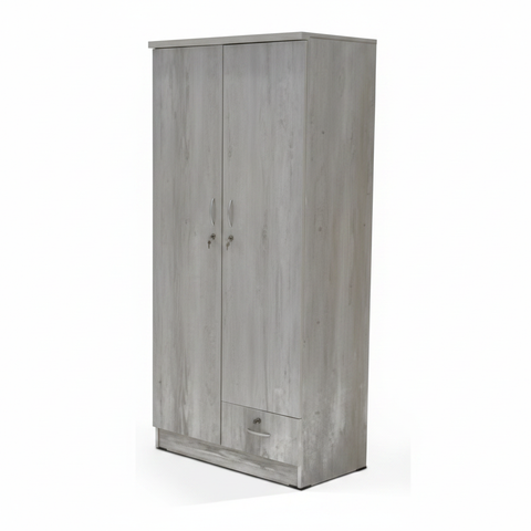 Two Door Wooden Wardrobe IH 621 closed front view grey wood finish – bedroom wardrobe Dubai UAE