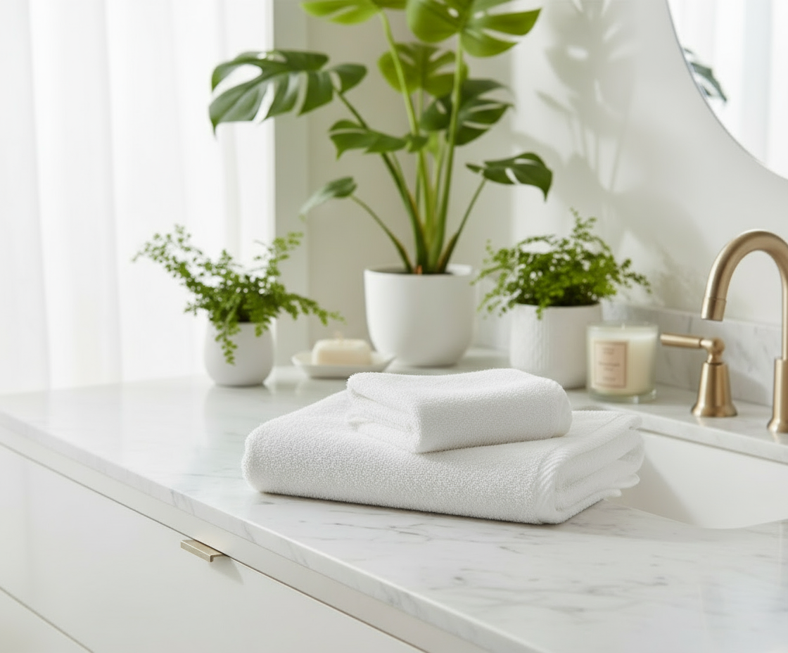 Premium Iris White Hand Towel Set UAE | 550 GSM Cotton Hotel Quality Dubai Abu Dhabi