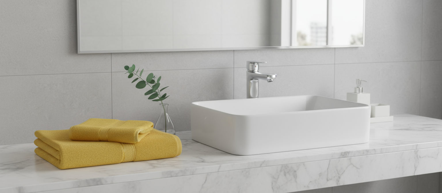 Premium Daffodil Yellow Bath Towel Set UAE | 600 GSM Cotton 70x140cm Dubai