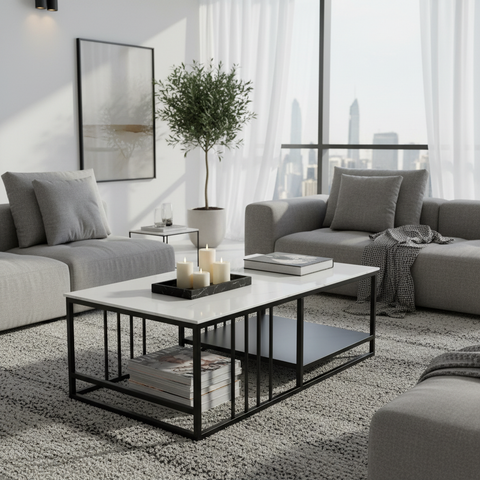 Coffee Table IH 7905-WT | Modern White Coffee Table Dubai