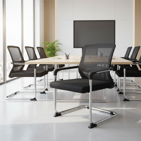 Mesh Back Visitor Chair with Chrome Base - Office Seating UAE | IH 822D