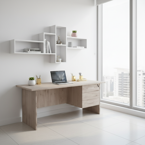Office Desk Ash Wood 140cm | Premium Workstation for UAE Offices