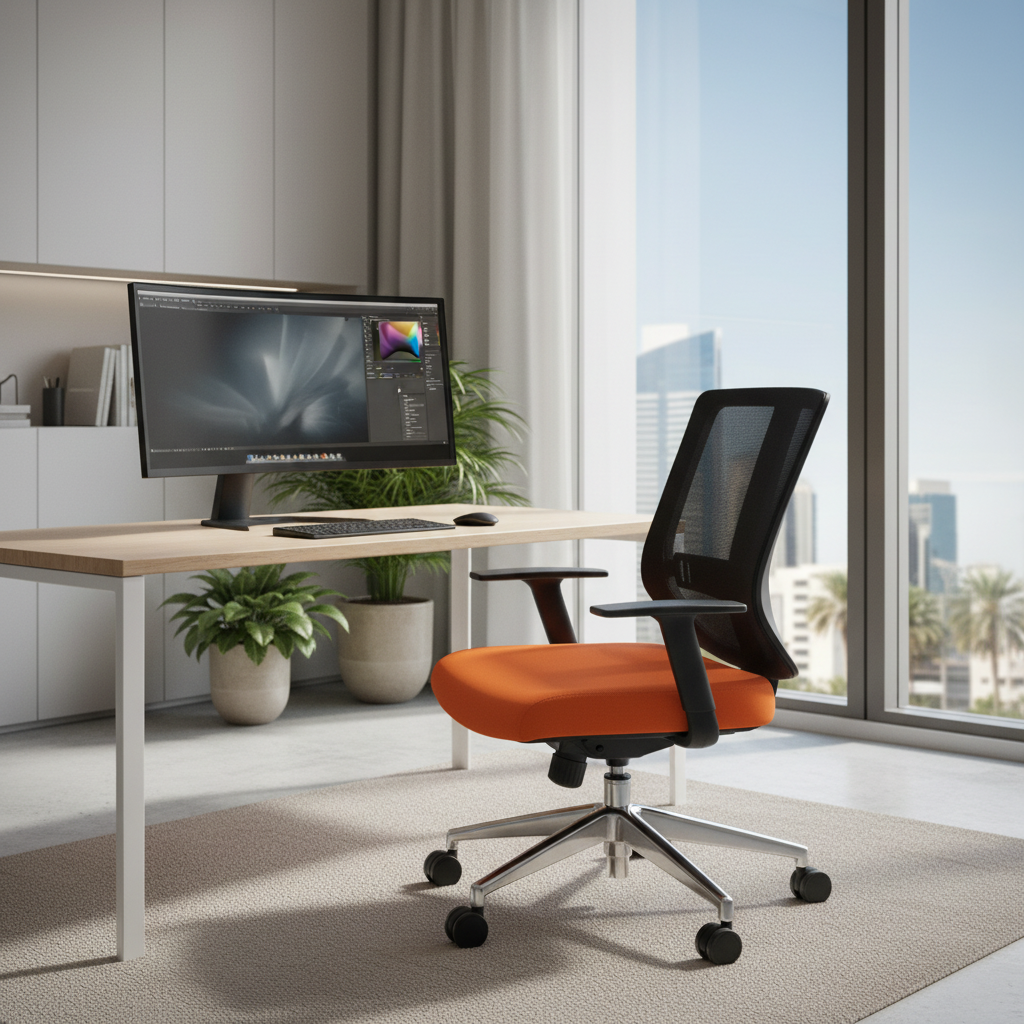 Office Chair Black Orange IH 168 - Premium Ergonomic Seating Dubai UAE