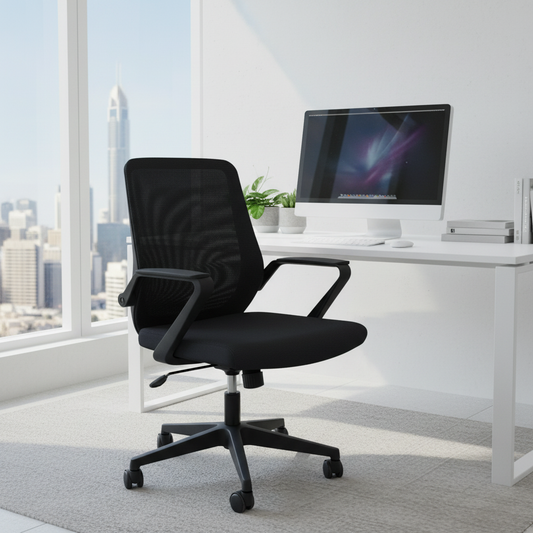 Medium Back Mesh Office Chair UAE | Ergonomic Desk Chair with Nylon Base & Casters | IH 306 GRY