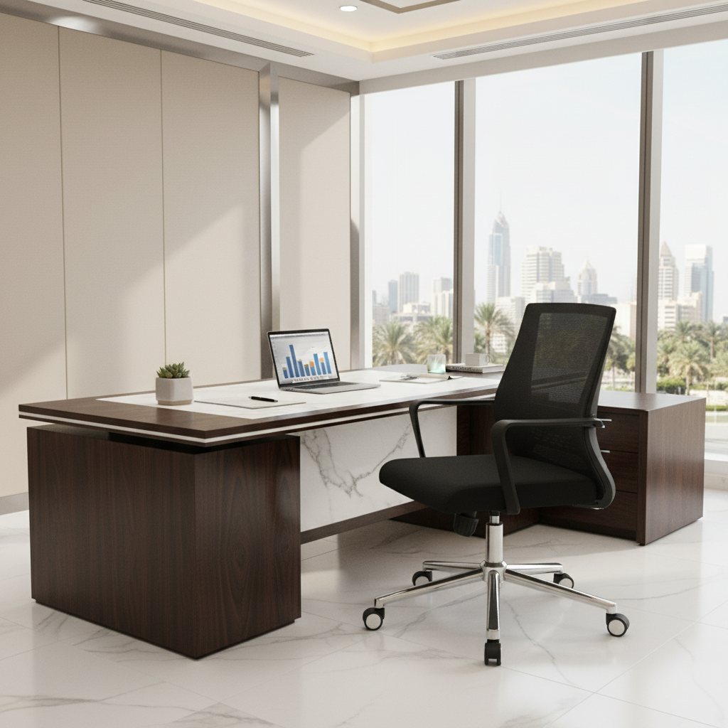 Low Back Mesh Office Chair UAE | Ergonomic Chrome Base | Dubai Abu Dhabi | IH 9001