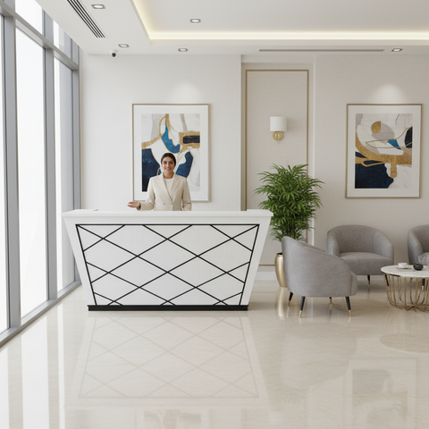Reception Table White (1.4) Cm | Premium Office Furniture UAE