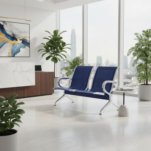 Airport Chair 2-Seater Blue Steel | Premium Waiting Area Seating UAE
