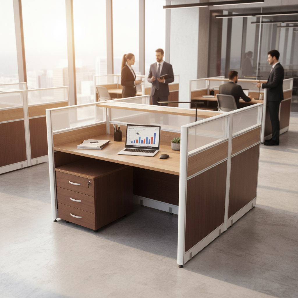 2-Person Work Station Coffee & Grey | Office Furniture UAE | INFINI HOMES