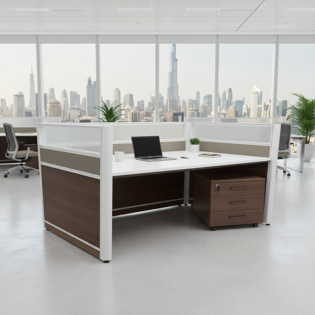 1-Person Work Station Beech White 120cm | Office Desk UAE | Free Delivery Dubai Abu Dhabi Sharjah
