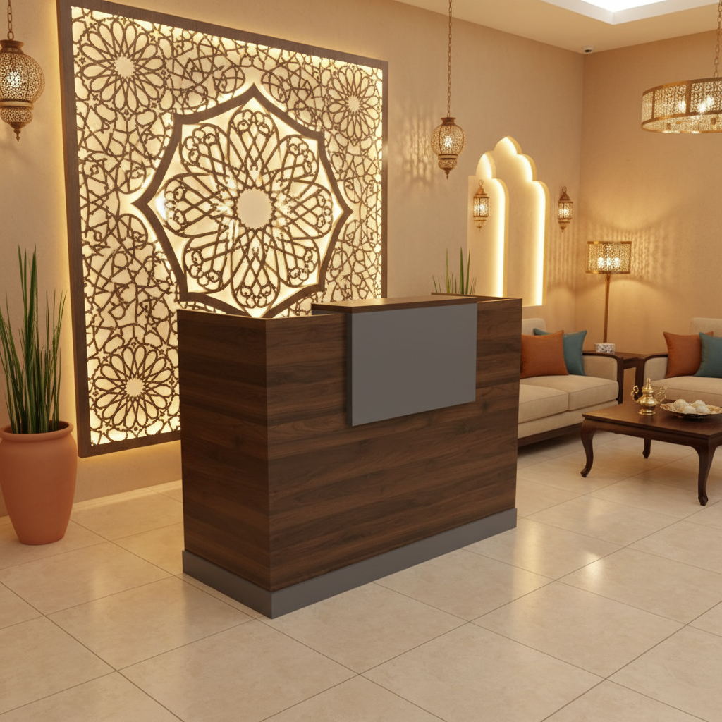 Reception Table 1.2m Walnut & Grey | Premium Office Furniture UAE