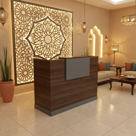 Reception Table 1.2m Walnut & Grey | Premium Office Furniture UAE