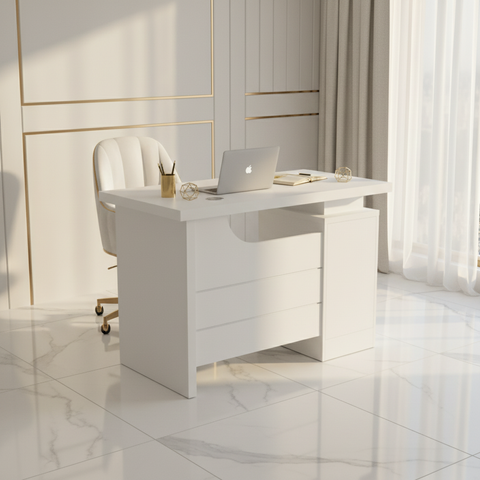 White Office Desk with Drawers 100x60cm | Premium Workspace Furniture UAE