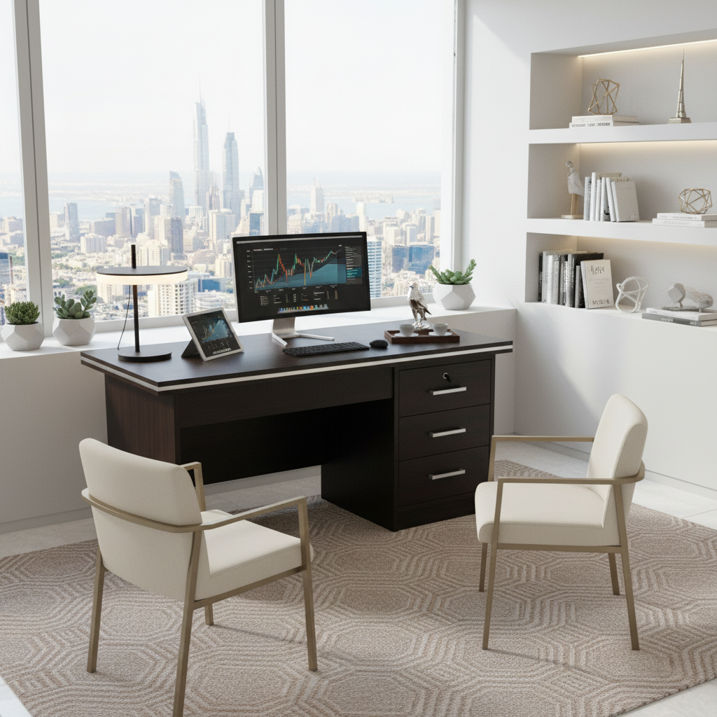 Office Desk 1.2m Coffee Brown (120x60x75cm) - Premium Workspace Furniture UAE