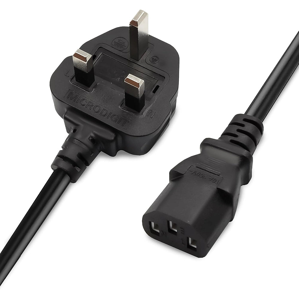 UK 3 Pin Power Cord 3m UAE | Universal Desktop PC Monitor TV Cable Dubai Abu Dhabi Sharjah