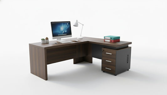 INFINI HOMES Executive Table UAE - Model KENO-160L Walnut Grey 160x80cm +80x40cm Extension Dubai Abu Dhabi Sharjah