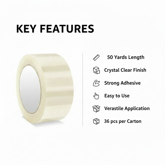 Clear Tape 50 Yards - Premium Packaging Tape by Infini Homes