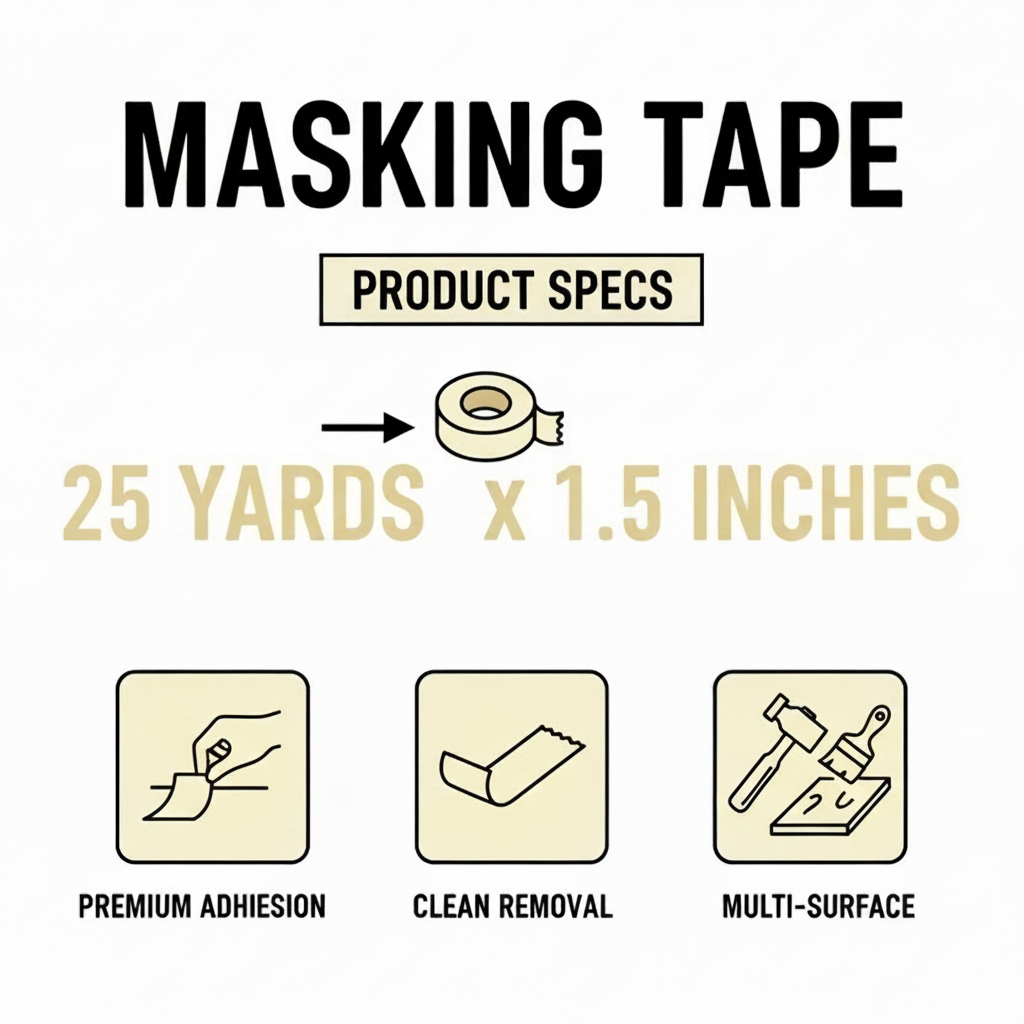 Masking Tape 25 yd x 1.5 inches - INFINI HOMES Premium Quality
