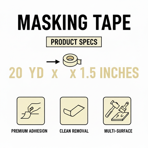 Masking Tape 20 yd x 1.5 inches - INFINI HOMES Premium Quality