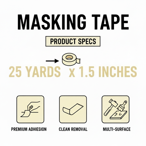 Masking Tape 25 yd x 1.5 inches - INFINI HOMES Premium Quality