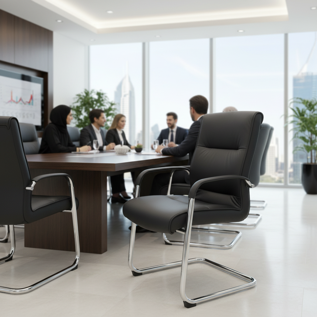 Black Visitor Chair IH 106 V - Premium Office Seating UAE