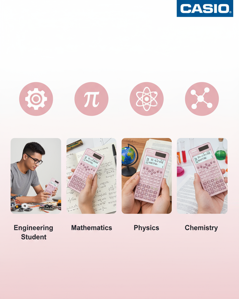 Casio FX-991ES PLUS Scientific Calculator Pink - UAE Edition | Engineering & Student Calculator