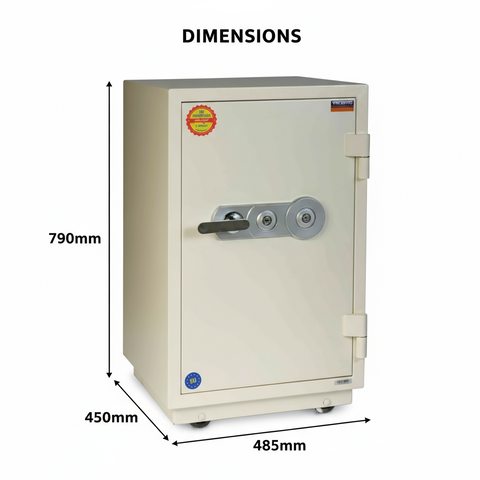 Fire Resistant Safe UAE | Valberg FRS-75 KL White Fireproof Safe with Dual Key Lock