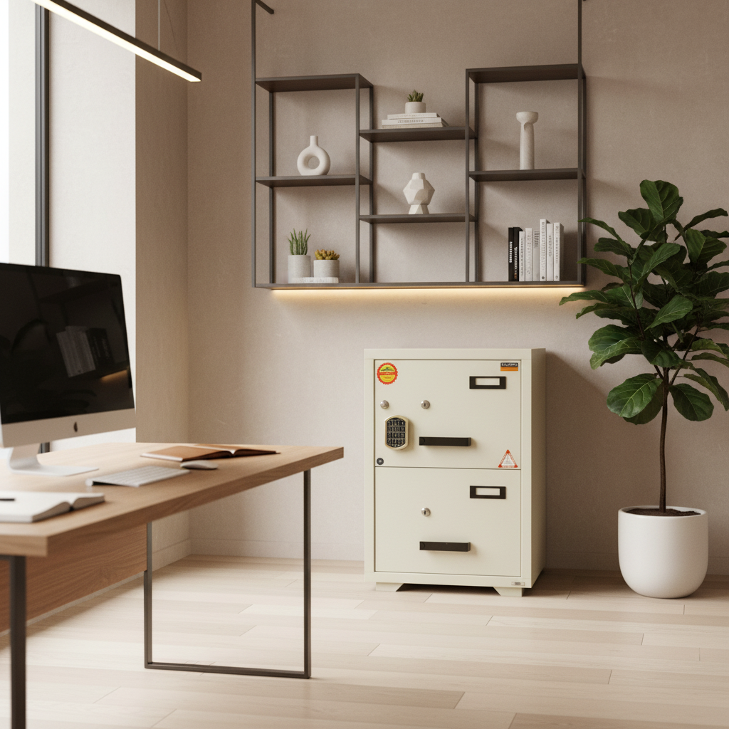 Valberg FC-2EKK Fire Resistant Filing Cabinet UAE | 2 Drawer Fireproof Safe with Digital Lock | Office Document Storage Dubai