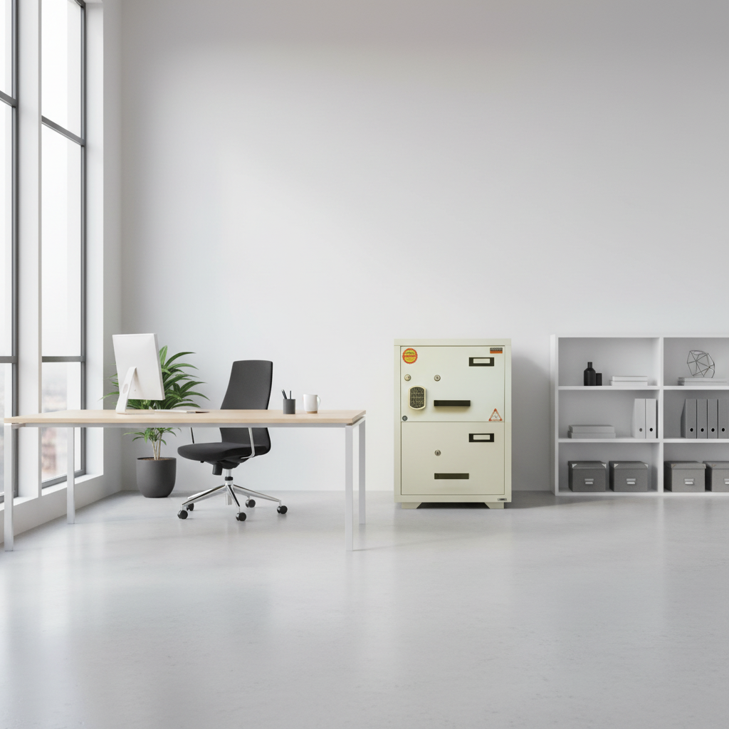 Valberg FC-2EKK Fire Resistant Filing Cabinet UAE | 2 Drawer Fireproof Safe with Digital Lock | Office Document Storage Dubai