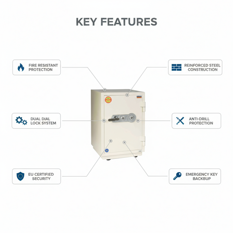 Fire Resistant Safe UAE | Valberg FRS-67 KL White Fireproof Safe Dubai | Dual Key Lock