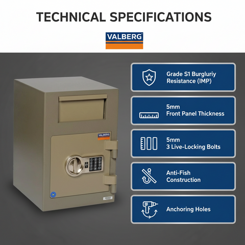Valberg ASD-19 EL Deposit Safe – Green, Digital Lock System