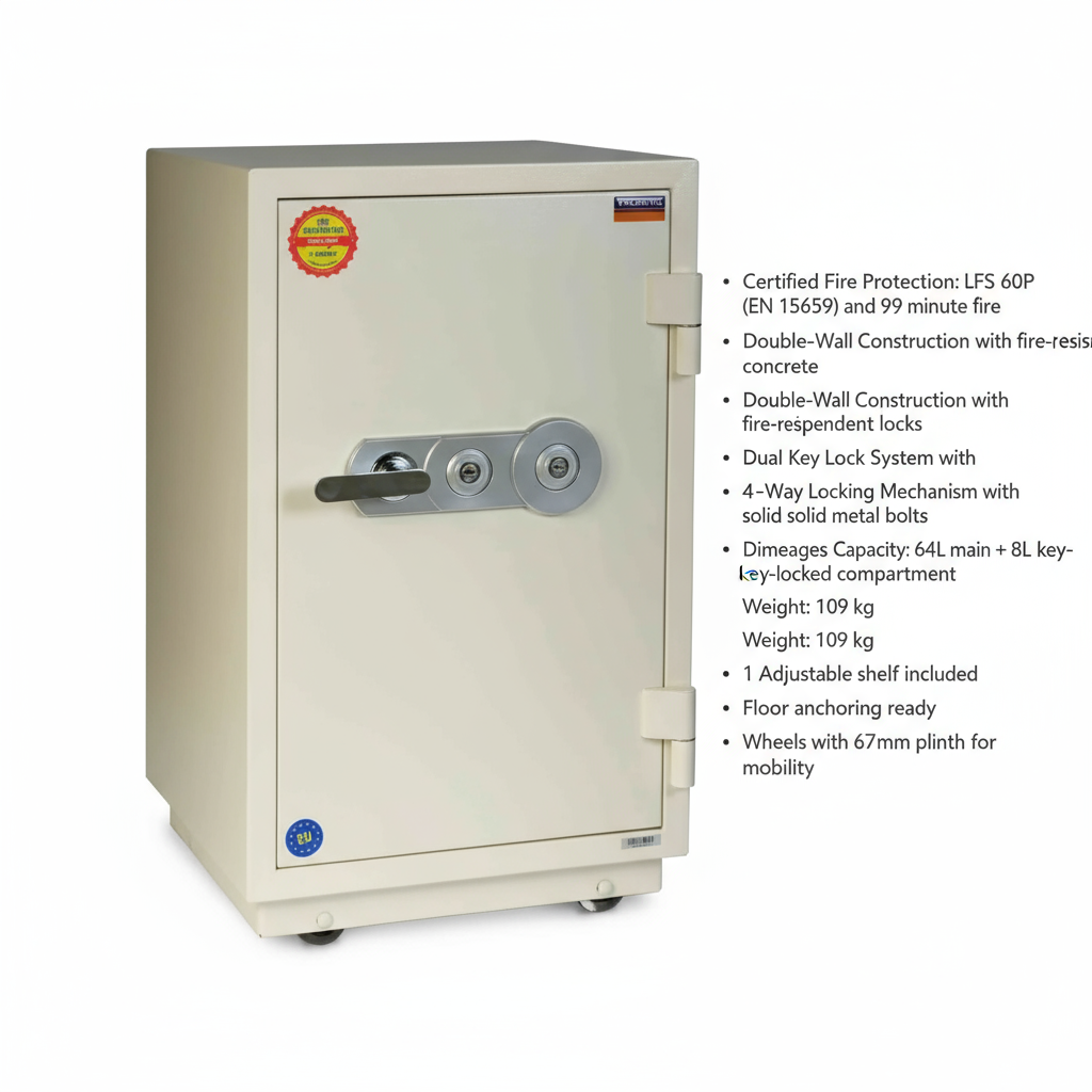 Fire Resistant Safe UAE | Valberg FRS-75 KL White Fireproof Safe with Dual Key Lock